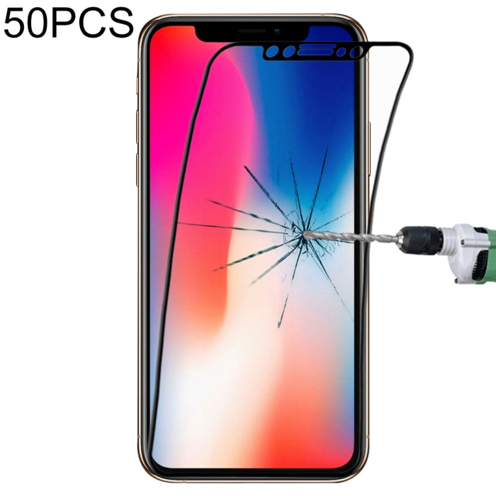 Para iPhone 11 Pro / XS / X 50 piezas 0,1 mm 9H Película de vidrio templado de fibra flexible de pantalla completa