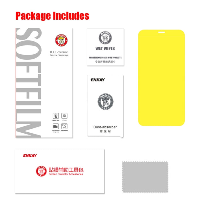 ENKAY Hat-Prince 0,1 mm 3D Protector de pantalla completa Película de hidrogel a prueba de explosiones para iPhone XR, material TPU + TPE + PET
