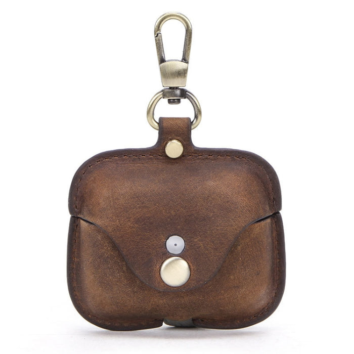 CF1108 para AirPods Pro Crazy Horse Texture Funda protectora de cuero para auriculares con gancho