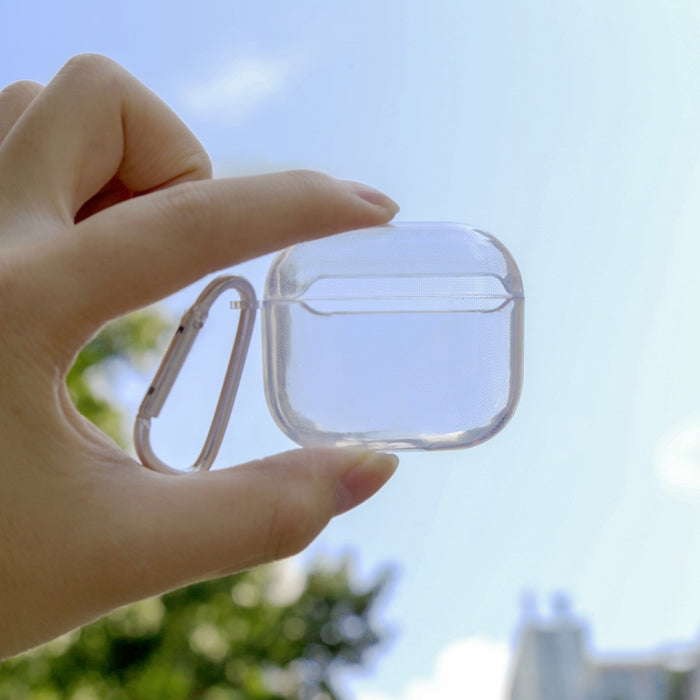 Funda protectora transparente dividida para auriculares de PC con gancho para AirPods 3