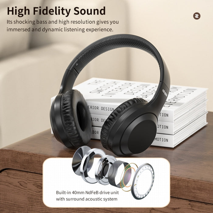 ROCK Space O2 HiFi Bluetooth 5.0 Auriculares inalámbricos con micrófono, compatible con tarjeta TF