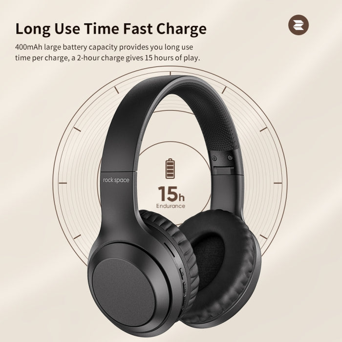 ROCK Space O2 HiFi Bluetooth 5.0 Auriculares inalámbricos con micrófono, compatible con tarjeta TF