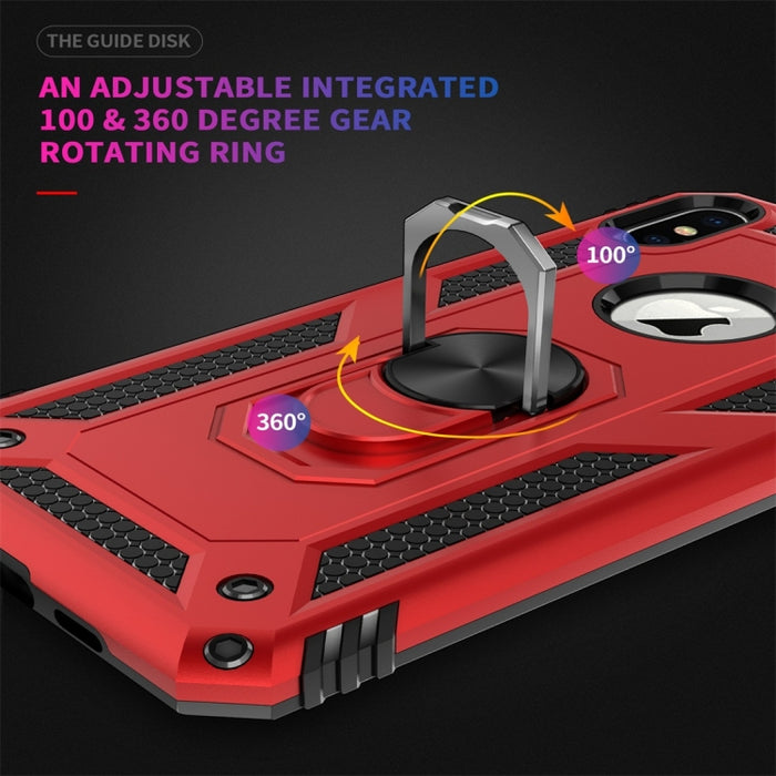 Para iPhone X / XS Sergeant Armor Funda protectora de TPU + PC a prueba de golpes con soporte de rotación de 360 grados