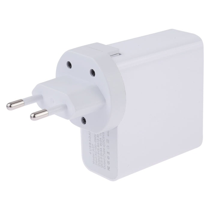 A3P 3A Salida máxima USB-C / Type-C + QC3.0 + Cargador de viaje de pared con 4 puertos USB dual, enchufe de la UE
