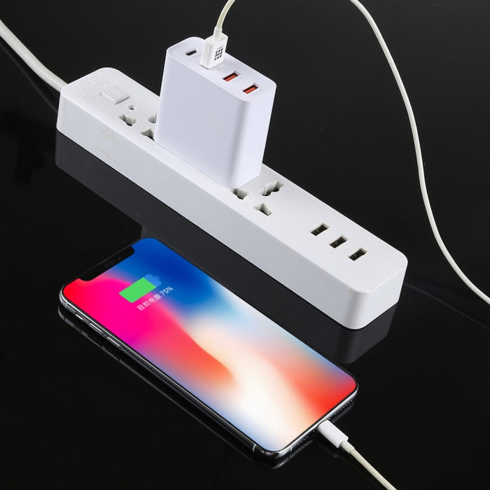 A3P 3A Salida máxima USB-C / Type-C + QC3.0 + Cargador de viaje de pared con 4 puertos USB dual, enchufe de EE. UU.