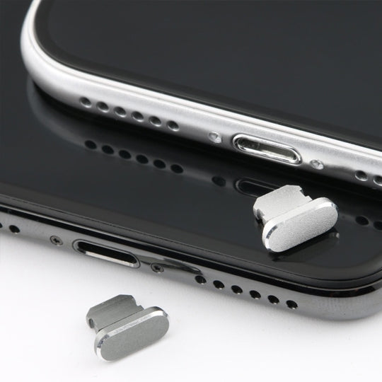 2 conectores universales antipolvo de metal con puerto de carga de 8 pines para iPhone