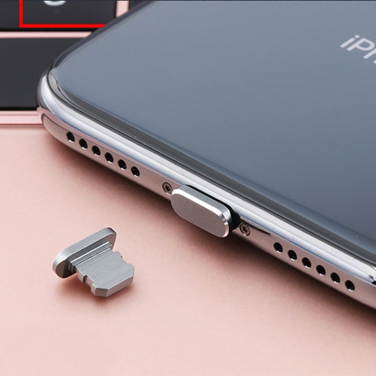 2 conectores universales antipolvo de metal con puerto de carga de 8 pines para iPhone