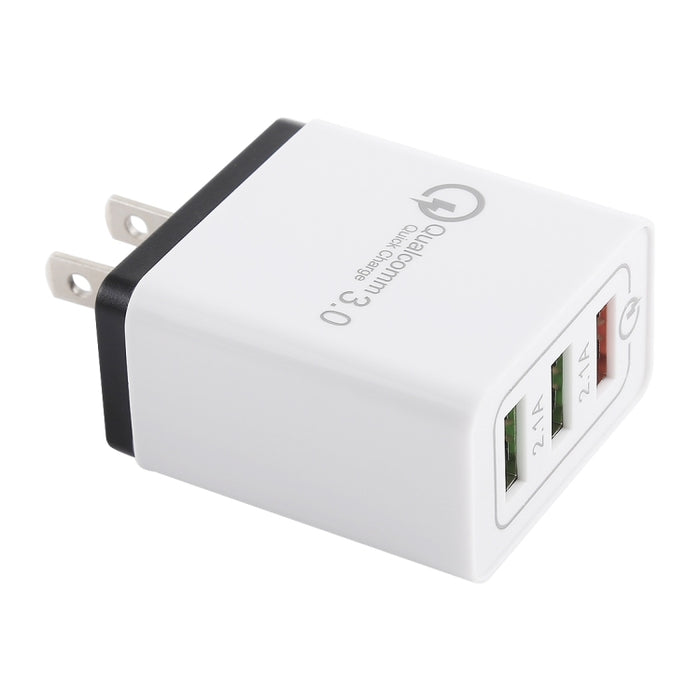 AR-QC-03 Cargador de viaje con cargador rápido de 3 puertos USB 2.1A, enchufe de EE. UU.