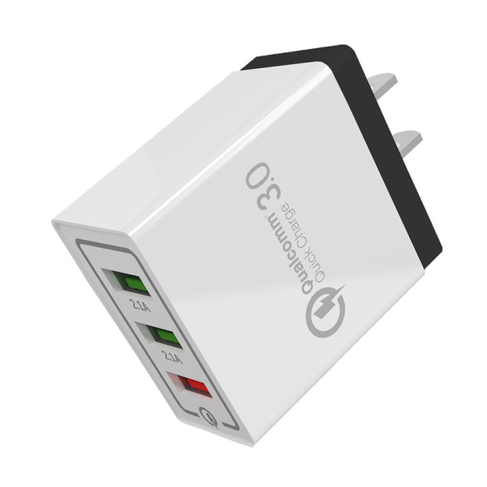 AR-QC-03 Cargador de viaje con cargador rápido de 3 puertos USB 2.1A, enchufe de EE. UU.