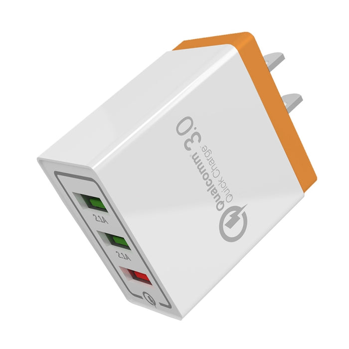 AR-QC-03 Cargador de viaje con cargador rápido de 3 puertos USB 2.1A, enchufe de EE. UU.