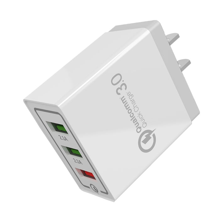 AR-QC-03 Cargador de viaje con cargador rápido de 3 puertos USB 2.1A, enchufe de EE. UU.