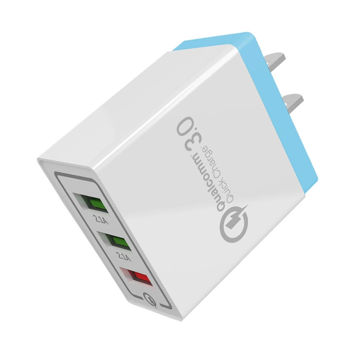 AR-QC-03 Cargador de viaje con cargador rápido de 3 puertos USB 2.1A, enchufe de EE. UU.