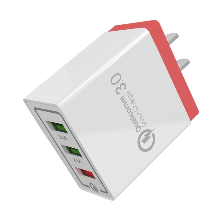 AR-QC-03 Cargador de viaje con cargador rápido de 3 puertos USB 2.1A, enchufe de EE. UU.