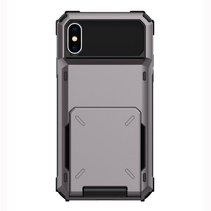 Para iPhone X / XS Funda protectora de TPU + PC a prueba de golpes con ranura para tarjeta