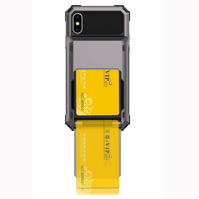 Para iPhone X / XS Funda protectora de TPU + PC a prueba de golpes con ranura para tarjeta