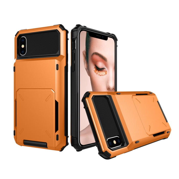 Para iPhone X / XS Funda protectora de TPU + PC a prueba de golpes con ranura para tarjeta