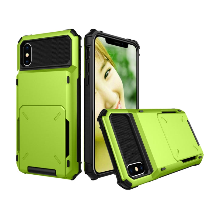 Para iPhone X / XS Funda protectora de TPU + PC a prueba de golpes con ranura para tarjeta