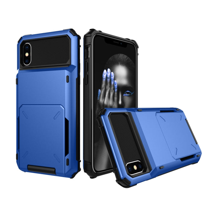 Para iPhone X / XS Funda protectora de TPU + PC a prueba de golpes con ranura para tarjeta