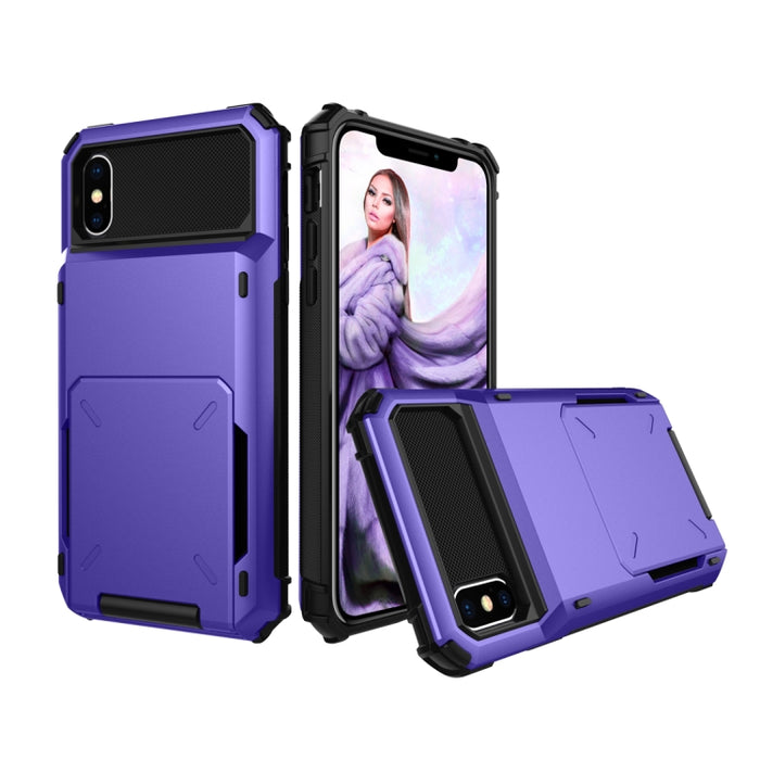 Para iPhone X / XS Funda protectora de TPU + PC a prueba de golpes con ranura para tarjeta