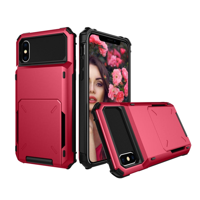Para iPhone X / XS Funda protectora de TPU + PC a prueba de golpes con ranura para tarjeta