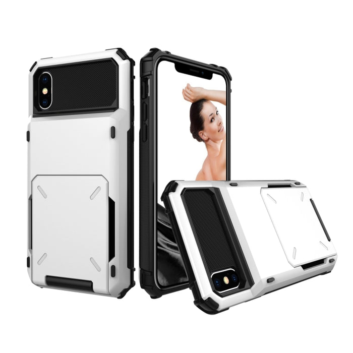 Para iPhone X / XS Funda protectora de TPU + PC a prueba de golpes con ranura para tarjeta
