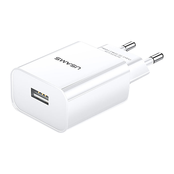 USAMS US-CC075 T18 2.1A Cargador de viaje USB único, enchufe de la UE
