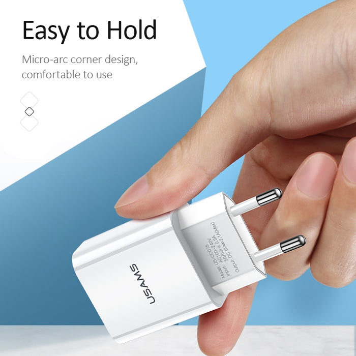 USAMS US-CC075 T18 2.1A Cargador de viaje USB único, enchufe de la UE