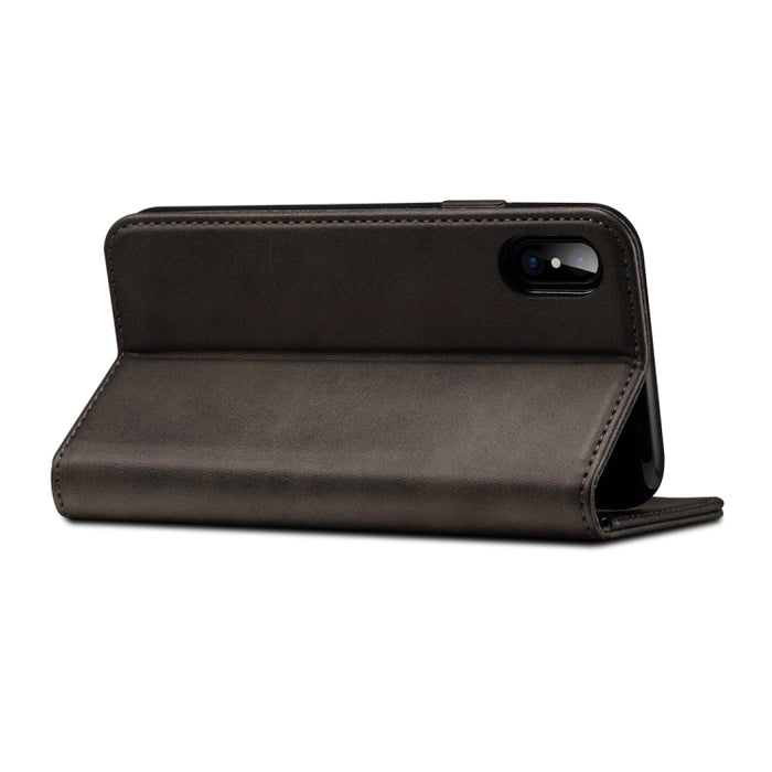 Para iPhone X / XS Funda de cuero con tapa horizontal con textura de becerro Suteni con soporte, ranuras para tarjetas y billetera