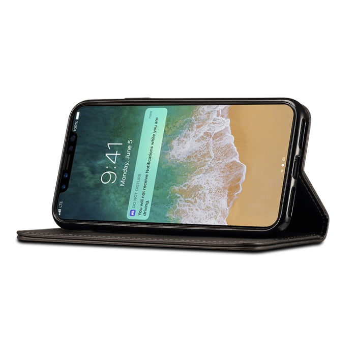 Para iPhone X / XS Funda de cuero con tapa horizontal con textura de becerro Suteni con soporte, ranuras para tarjetas y billetera