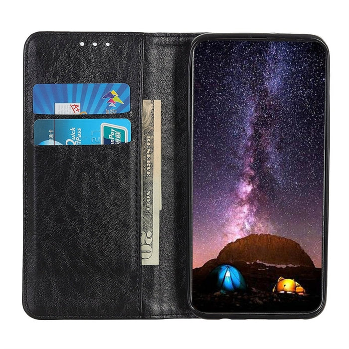 Para iPhone X / XS Funda de cuero con tapa horizontal con textura de caballo loco retro magnética con soporte, ranuras para tarjetas y billetera