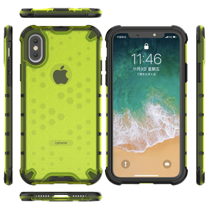 Para iPhone X / XS Funda protectora Honeycomb PC + TPU a prueba de golpes