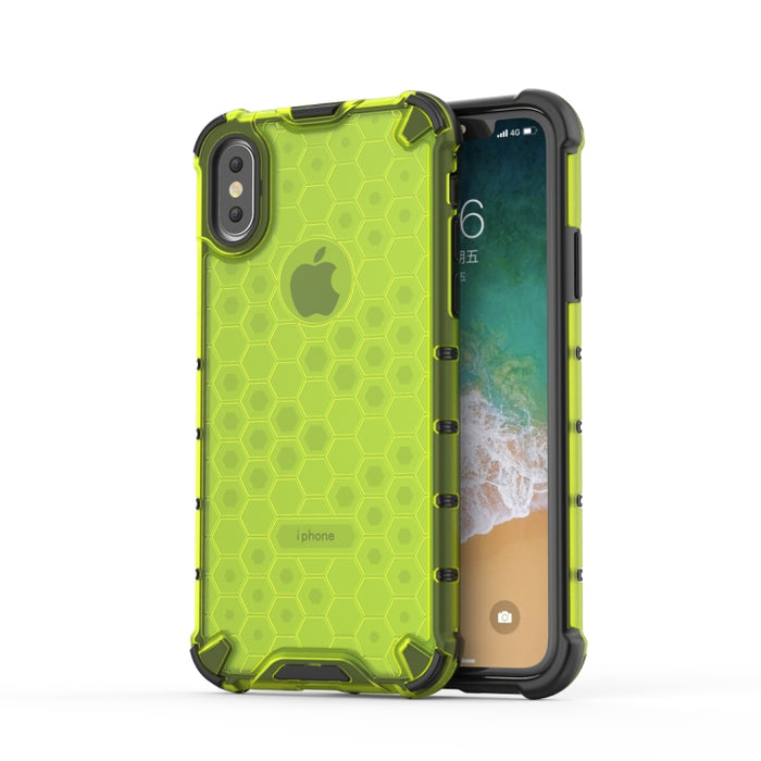 Para iPhone X / XS Funda protectora Honeycomb PC + TPU a prueba de golpes