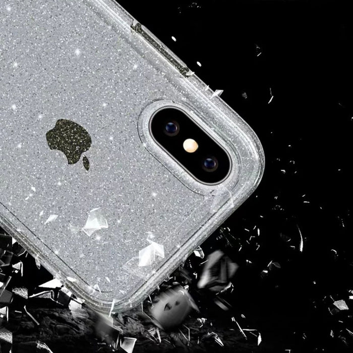 Para iPhone X / XS Funda protectora en polvo con purpurina estilo Terminator a prueba de golpes