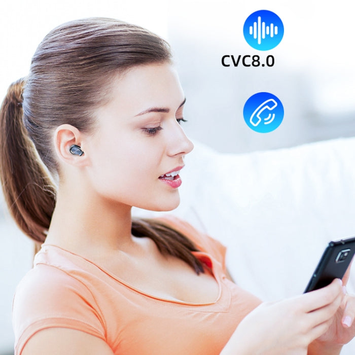 263 TWS CVC8.0 Auricular Bluetooth con cancelación de ruido con caja de carga, soporte táctil y pantalla de batería LED de tres pantallas y soporte para teléfono y banco de energía y llamada HD y asistente de voz