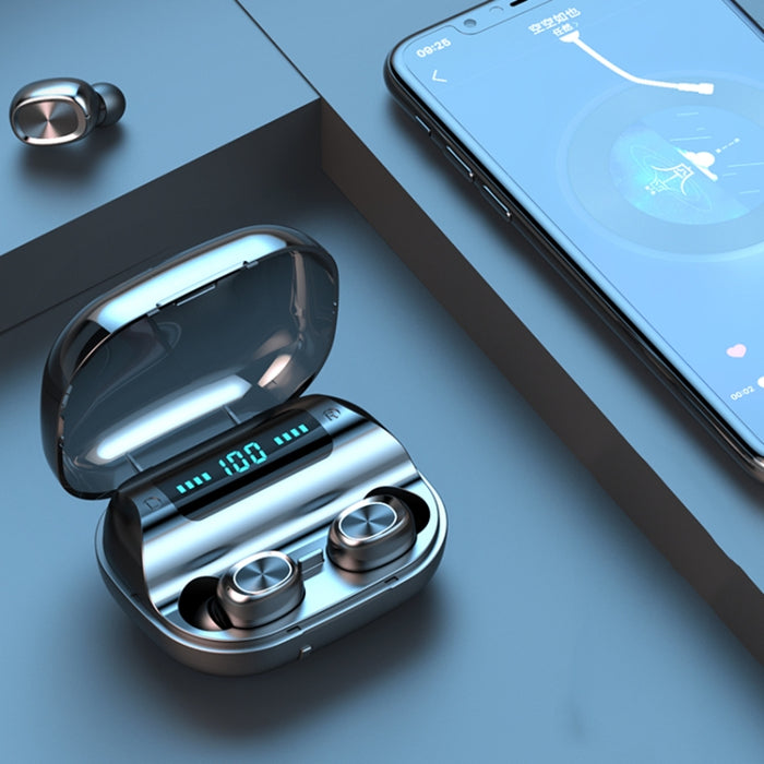 263 TWS CVC8.0 Auricular Bluetooth con cancelación de ruido con caja de carga, soporte táctil y pantalla de batería LED de tres pantallas y soporte para teléfono y banco de energía y llamada HD y asistente de voz