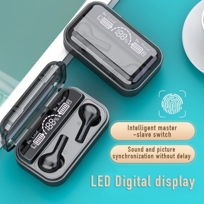 278 TWS Auricular Bluetooth Táctil con Cancelación de Ruido Externo con Caja de Carga, Soporte Pantalla Digital de Alimentación LED y Luces de Respiración y Asistente de Llamadas y Voz
