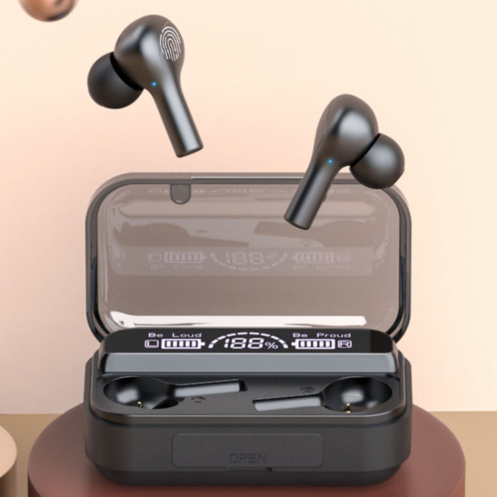278 TWS Auricular Bluetooth Táctil con Cancelación de Ruido Externo con Caja de Carga, Soporte Pantalla Digital de Alimentación LED y Luces de Respiración y Asistente de Llamadas y Voz