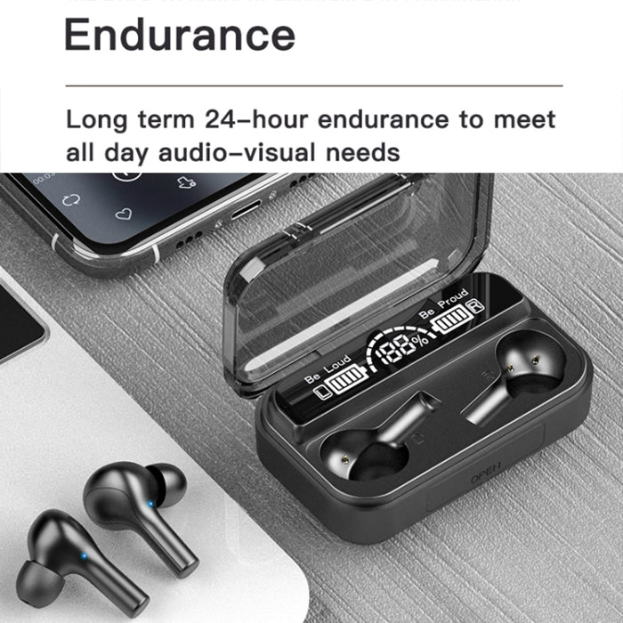 278 TWS Auricular Bluetooth Táctil con Cancelación de Ruido Externo con Caja de Carga, Soporte Pantalla Digital de Alimentación LED y Luces de Respiración y Asistente de Llamadas y Voz