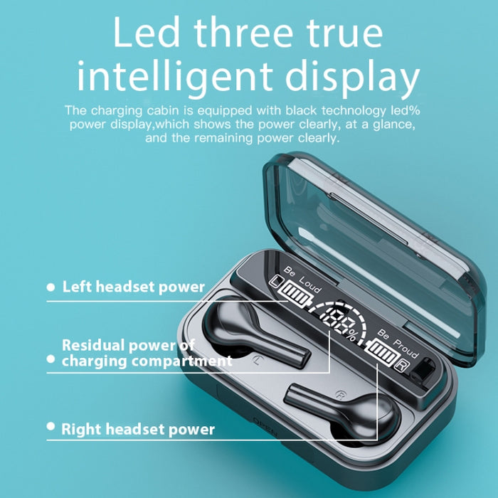 278 TWS Auricular Bluetooth Táctil con Cancelación de Ruido Externo con Caja de Carga, Soporte Pantalla Digital de Alimentación LED y Luces de Respiración y Asistente de Llamadas y Voz