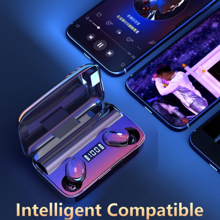 A9 TWS CVC8.0 y DSP Auricular Bluetooth con cancelación de ruido dual con caja de carga magnética y pantalla digital LED, soporte táctil y llamada HD, Siri y banco de energía