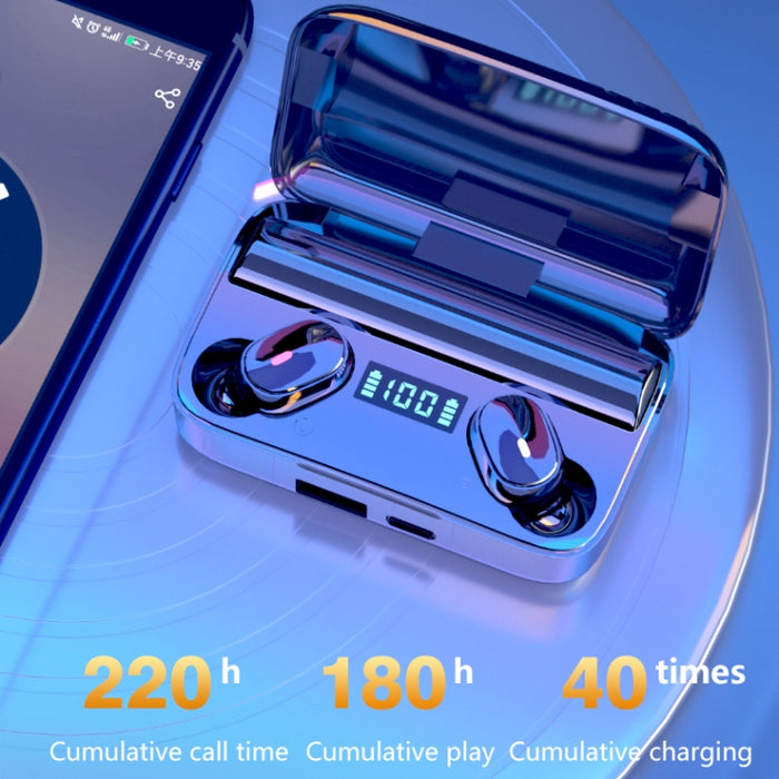 A9 TWS CVC8.0 y DSP Auricular Bluetooth con cancelación de ruido dual con caja de carga magnética y pantalla digital LED, soporte táctil y llamada HD, Siri y banco de energía