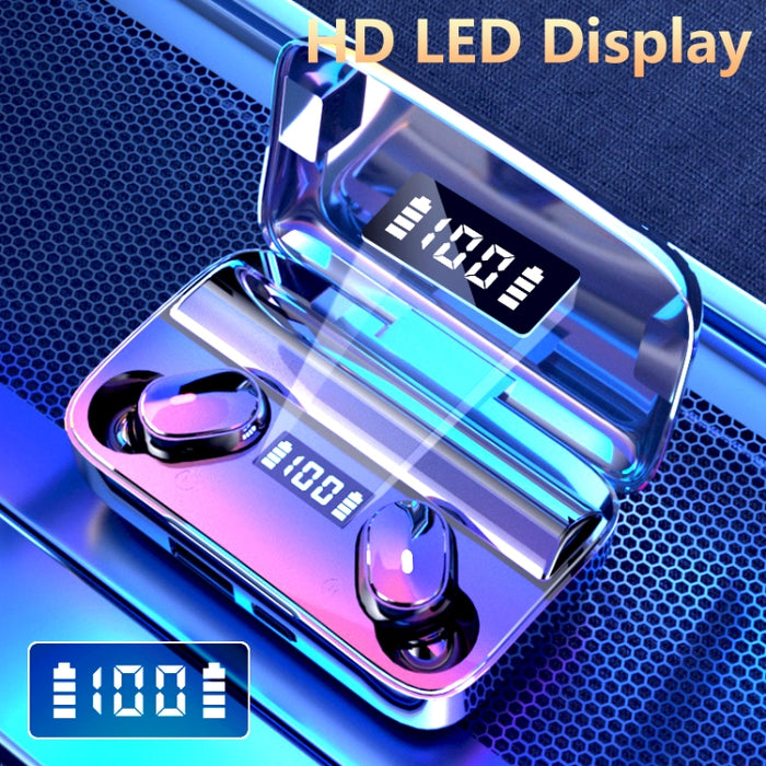 A9 TWS CVC8.0 y DSP Auricular Bluetooth con cancelación de ruido dual con caja de carga magnética y pantalla digital LED, soporte táctil y llamada HD, Siri y banco de energía