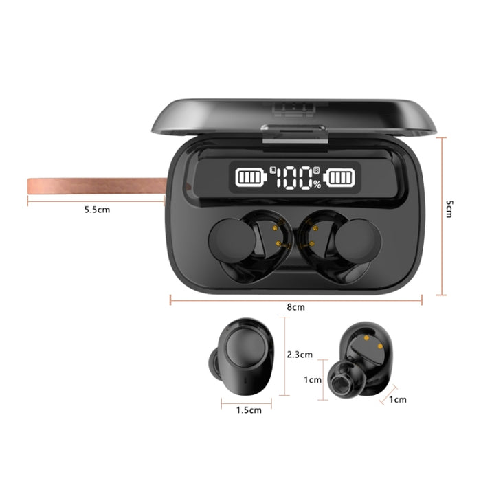 A13 TWS CVC8.0 y DSP Auricular Bluetooth táctil con cancelación de ruido dual con caja de carga, compatible con pantalla digital LED, reloj, linterna, llamada HD, Siri y banco de energía