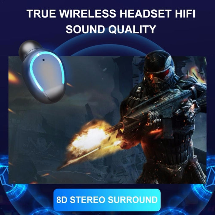 F9-5 Auricular Bluetooth táctil inteligente con cancelación de ruido y caja de carga, compatible con pantalla de alimentación LED de tres pantallas, llamadas HD, banco de energía y Siri