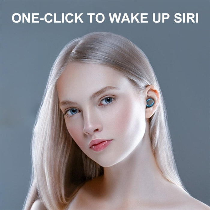 F9-5 Auricular Bluetooth táctil inteligente con cancelación de ruido y caja de carga, compatible con pantalla de alimentación LED de tres pantallas, llamadas HD, banco de energía y Siri