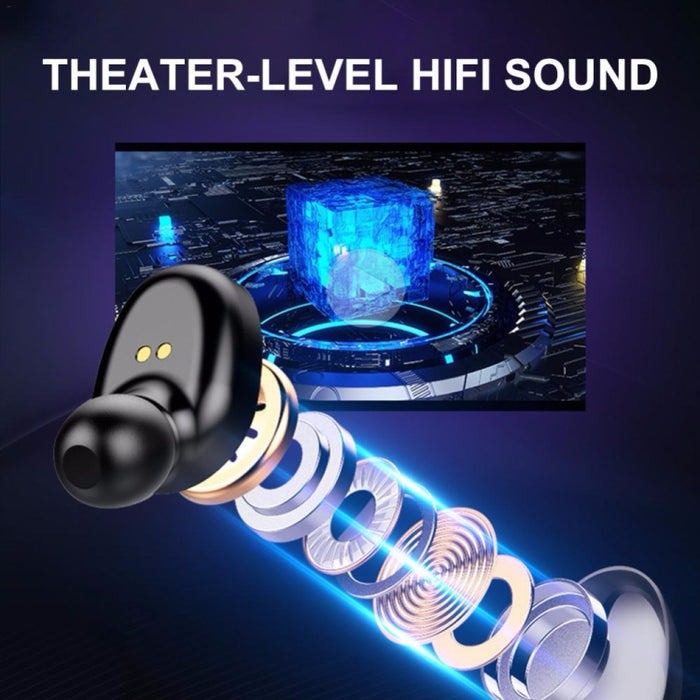 F9-5 Auricular Bluetooth táctil inteligente con cancelación de ruido y caja de carga, compatible con pantalla de alimentación LED de tres pantallas, llamadas HD, banco de energía y Siri