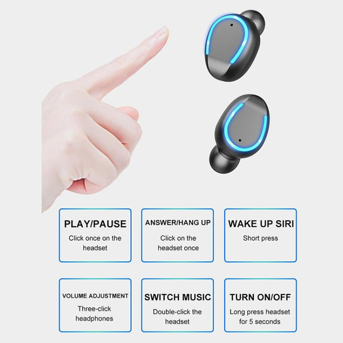 F9-6 TWS CVC8.0 Auricular Bluetooth táctil con cancelación de ruido y caja de carga cilíndrica extraíble, compatible con pantalla digital de alimentación LED, llamada y Siri