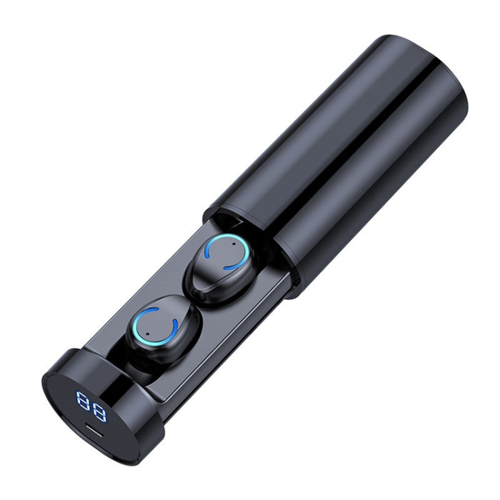 F9-6 TWS CVC8.0 Auricular Bluetooth táctil con cancelación de ruido y caja de carga cilíndrica extraíble, compatible con pantalla digital de alimentación LED, llamada y Siri
