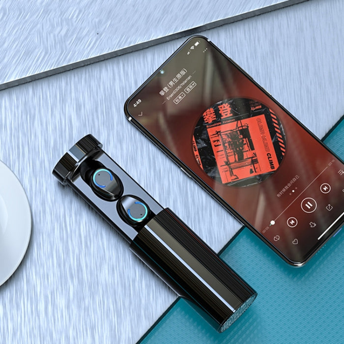 F9-6 TWS CVC8.0 Auricular Bluetooth táctil con cancelación de ruido y caja de carga cilíndrica extraíble, compatible con pantalla digital de alimentación LED, llamada y Siri