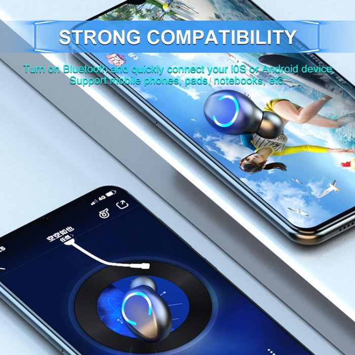 F9-6 TWS CVC8.0 Auricular Bluetooth táctil con cancelación de ruido y caja de carga cilíndrica extraíble, compatible con pantalla digital de alimentación LED, llamada y Siri